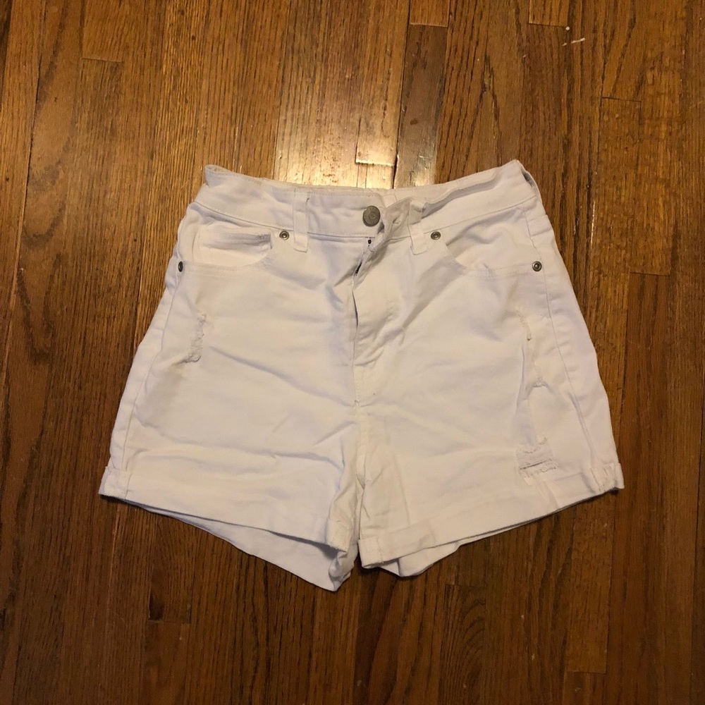 White High Waisted Denim Shorts